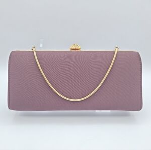 Vintage Brown Evening Clutch Gold Frame Chain Strap Formal Bag